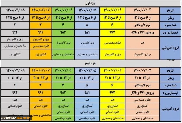 انتخاب واحد ترم پاییز 1400 2