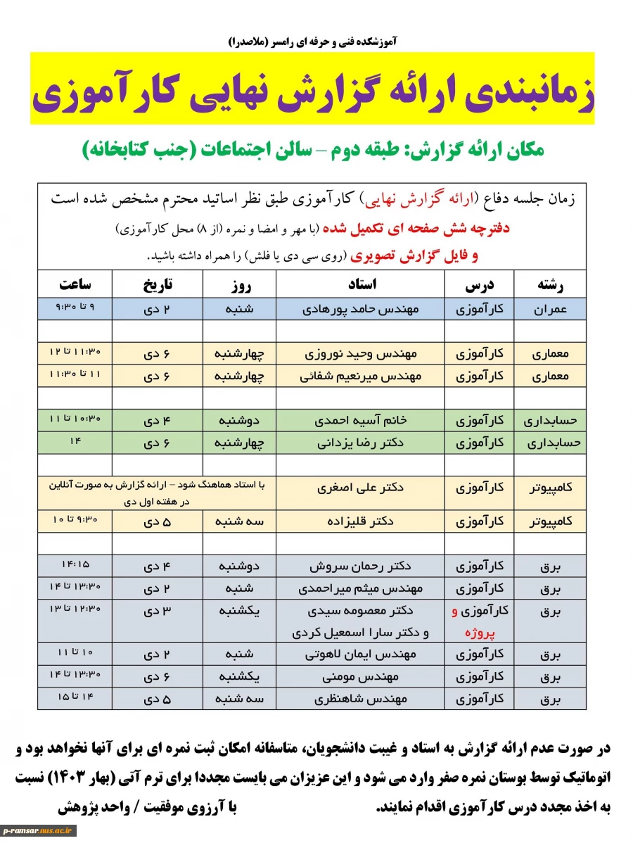 راهنمای گام به گام کارآموزی و پروژه - پاییز 1402 5