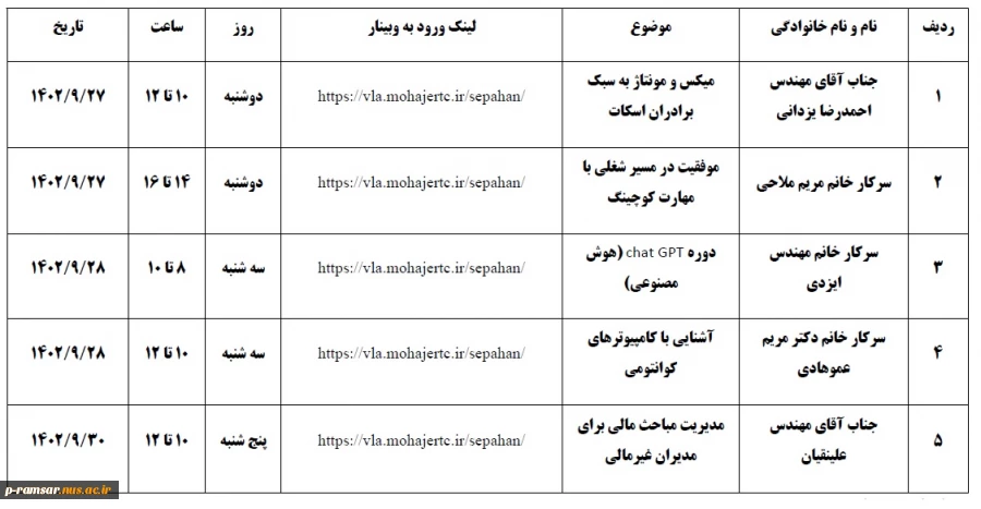 اطلاع رسانی رویدادهای مهارتی و پژوهشی 71