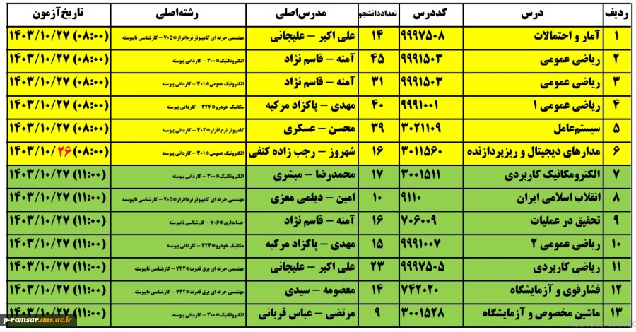 امتحانات پایان ترم - دی 1403 5